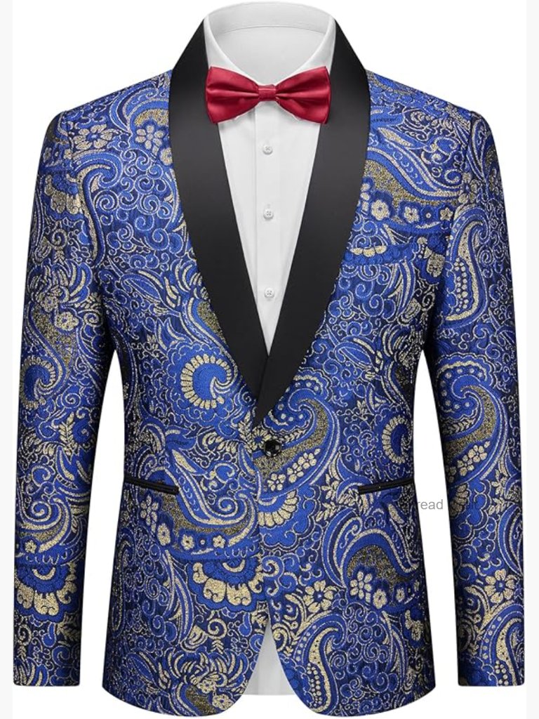 Floral Tuxedo Jacket Luxury Embroidered Blazer Dress Suit With Bow Tie